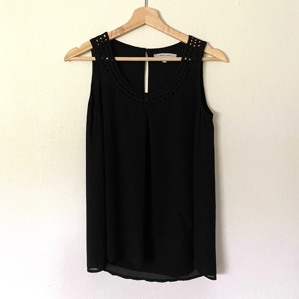 Naked Zebra Black Blouse With Neck Detail